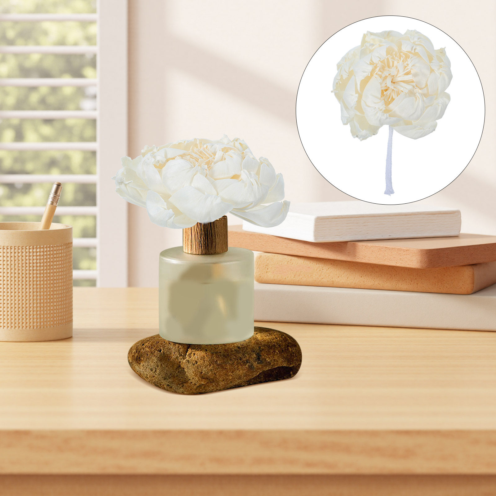 Home Fragrance And Diffuser - Şakayık Başlı Koku Difüzörü 12Cm Yapay